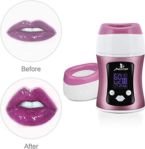 Aumentador de labios - Mexitop Máquina de Aumento de Labios Inteligente (Tiempo, Succión) - Pantalla digital, Carga por USB Lip Plumper – Almohadilla de Maquillaje Adicional Incluida