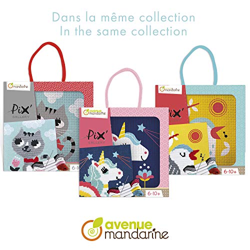 Avenue Mandarine KC121C - Une boite Pix Gallery comprenant 1 tableau point de croix 14x14 cm, fils et aiguille, Cosmonaute