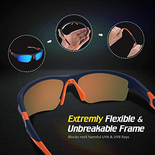 Avoalre Gafas de Sol Deportivas Hombre Gafas Hembra Unisex Conducto no polarizado TR90 Super Light UV400 Protección Certificado CE para Ciclismo MTB Running Coche Moto Montaña - Azul