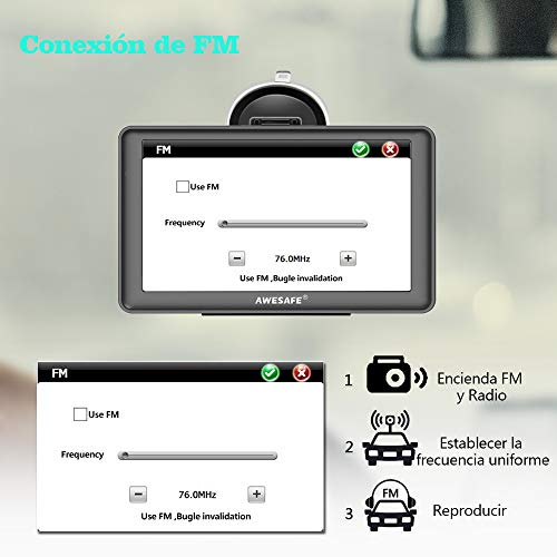 AWESAFE GPS para Coche de 7 Pulgadas Pantalla con Bluetooth