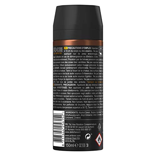 AXE Dark Temptation Déodorant Homme Spray Antibactérien, Fraîcheur 48h, Pour Sentir Bon Toute La Journée, Contre Les Mauvaises Odeurs (lot De 6x150ml), Amber, 900 Mililitro