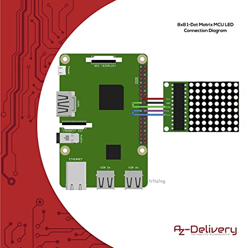 AZDelivery MAX7219 8x8 Dot Matrix MCU 64 LED Display Modulo de Visualizacion Compatible con Arduino con E-Book Incluido!