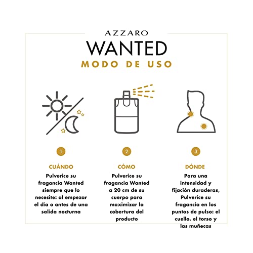 Azzaro Wanted, Agua de Colonia en Vaporizador Spray para Hombre, Fragancia Cítrica-Amaderada, 150 ml