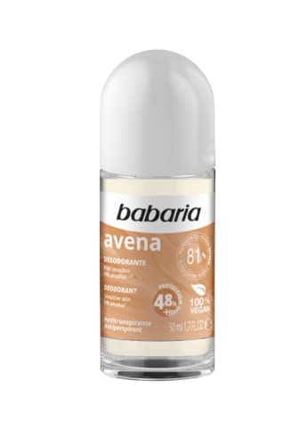 Babaria - Desodorante Rollon Avena - Desodorante para pieles sensibles - 0% alcohol - Antitranspirante - 50ml