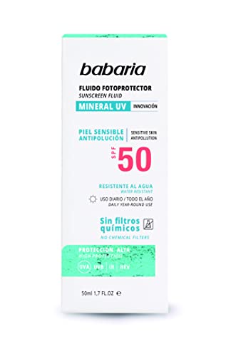 Babaria - Protector solar pieles sensibles SPF50 - Protección solar facial - Protector solar para la cara - 50 ml