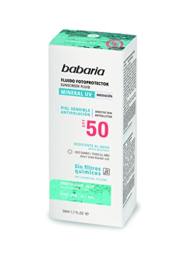 Babaria - Protector solar pieles sensibles SPF50 - Protección solar facial - Protector solar para la cara - 50 ml