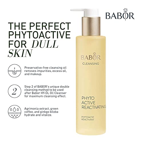 BABOR CLEANSING Phytoactive Reactivating para piel cansada, Limpiador facial para usar con Hy-Öl, Flor de almendro dulce, Fórmula vegana, 1 x 100 ml