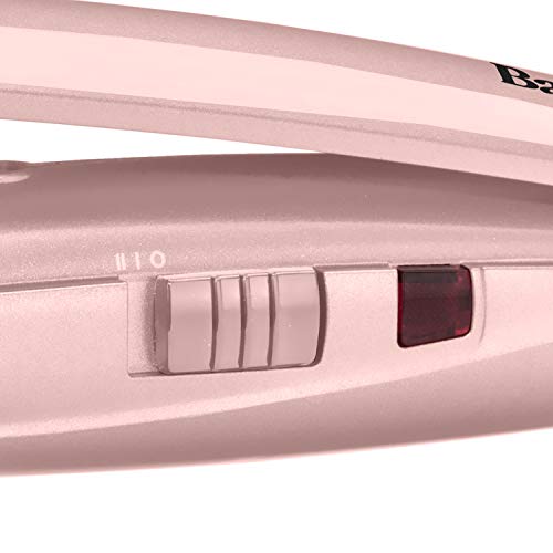 BaByliss 2664PRE Rizador de pelo automático Curl Secret Rose Blush 235 con doble calentador cerámico para hacer ondas y rizos más duraderos, 2 ajustes de 185°C y 205°C, dirección del rizo alterna