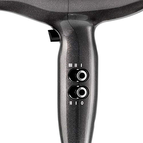 BaByliss D6490DE - Secador De Pelo Platinum Diamond 2300, Motor AC Profesional, Control Súper Iónico, 3 Temperaturas, 2 velocidades, Aire frío, Incluye Boquilla y Difusor profesional