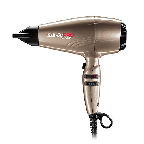 BaByliss PRO Secador profesional Rapido BAB7000IGE Secador de pelo iónico, 2200W, Motor digital con tecnología EDM, ligero 399g, Color Bronce