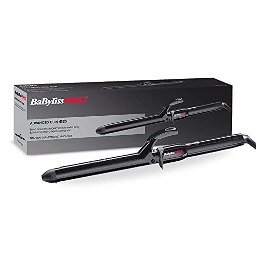 BaByliss PRO Tenacilla Advanced Curl 25mm BAB2473TDE Rizador de pelo profesional para rizos suaves y naturales, Tecnología Diamond Titanium