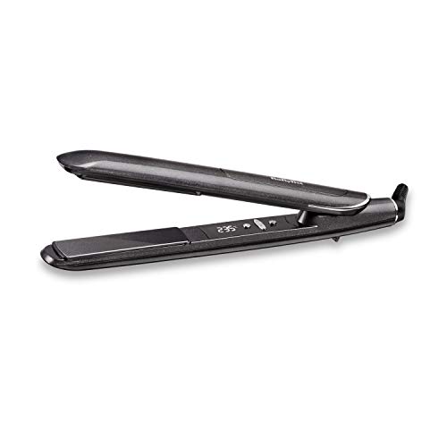 BaByliss ST259E Plancha de pelo profesional Platinum Diamond 235, Iónica, Función Memoria, 10 temperaturas de 140°C - 235°C, Calentamiento 15s, Placas cerámicas con Diamantes, Temperatura constante