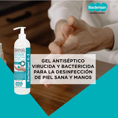 BACTERISAN Bacterigel G-3 750Ml | Gel de Manos Desinfectante Autosecante| Antiséptico para la Piel Sana | Testado Bajo Control Dermatológico y Pediátrico | Bacterisan 750 ml