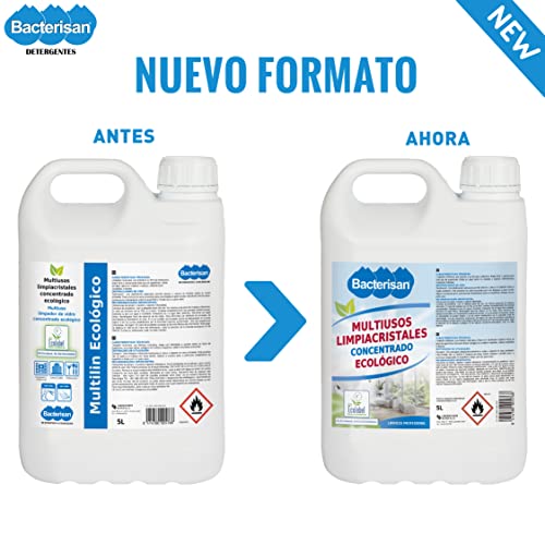 BACTERISAN Multilín Ecológico 5L, Limpiador Multiusos, Concentrado Y Perfumado Para Todo Tipo De Superficies