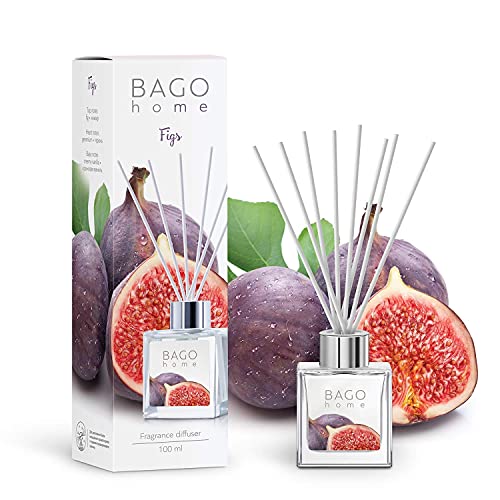 BAGO home Difusor de Varillas Perfumado - Higo, 100 ml | con 8 Palitos de Fibra | Ambientador sin Alcohol para casa, oficina, baño