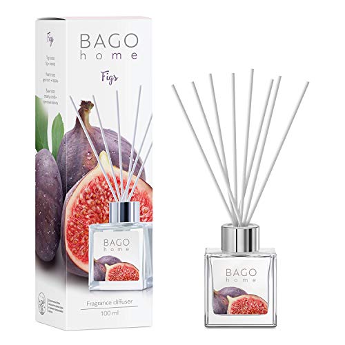 BAGO home Difusor de Varillas Perfumado - Higo, 100 ml | con 8 Palitos de Fibra | Ambientador sin Alcohol para casa, oficina, baño