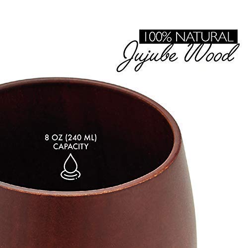 BALIBETOV - Nuevo - Set de Calabaza Mate de Madera Jujube Totalmente Natural - Incluye Bombilla de Acero Inoxidable y Cepillo de Limpieza (Marron)