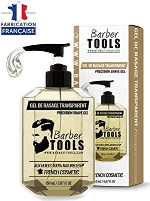 ✮ BARBER TOOLS ✮ Gel de afeitado transparente de 150 ml - Para un afeitado preciso de los contornos de la barba (visibilidad, deslizamiento y máxima protección) - MADE IN FRANCE