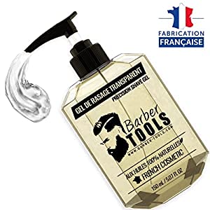 ✮ BARBER TOOLS ✮ Gel de afeitado transparente de 150 ml - Para un afeitado preciso de los contornos de la barba (visibilidad, deslizamiento y máxima protección) - MADE IN FRANCE