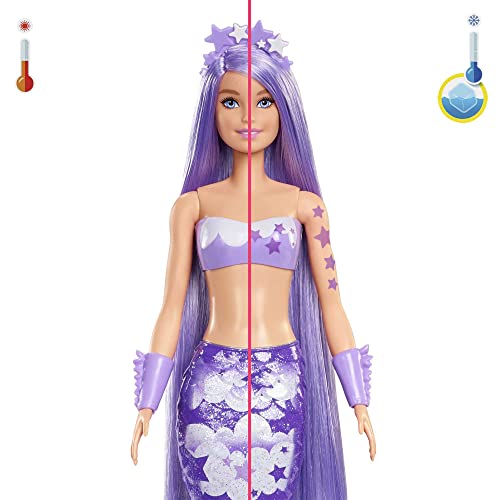 Barbie Muñeca Sirena Color Reveal - Serie Sirenas Arcoíris - 7 Sorpresas - Cambia de Color con el Agua - Regalo para Niños de 3+ Años