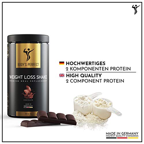 Batido adelgazante para hombres I sustituto de comida de primera calidad con proteinas de alta calidad I con todas las vitaminas y minerales importantes de BODY’S PERFECT I 500g (chocolate)