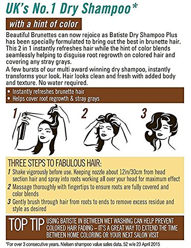 Batiste Champú seco Beautiful Brunette con un toque de color para cabello castaño, pelo fresco para todo tipo de cabello, 6 unidades (6 x 200 ml)