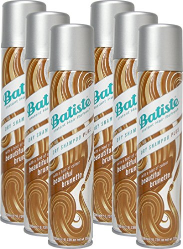 Batiste Champú seco Beautiful Brunette con un toque de color para cabello castaño, pelo fresco para todo tipo de cabello, 6 unidades (6 x 200 ml)