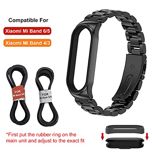 BDIG Correa Compatible para Xiaomi Mi Band 6/5 & MiBand 4/3 Correas Metal, MiBand 6 Pulsera de Acero Inoxidable Agradable para Mi Band 3/4/5/6 Correa (No Host)