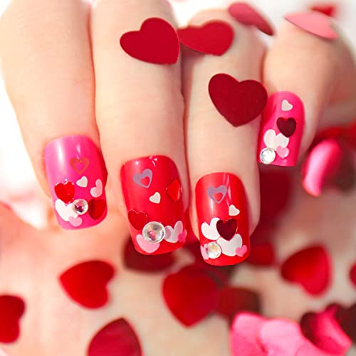 Beaupretty 2 cajas Día de San Valentín Lentejuelas de uñas Amar corazón Manicura Decoraciones de lentejuelas