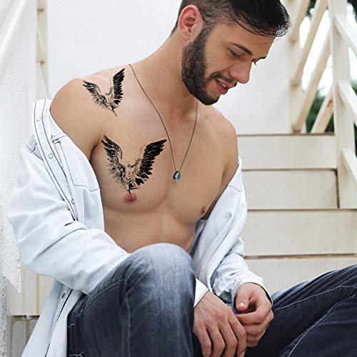 Beaupretty Tatuajes Temporales 8 Pegatinas de Tatuaje de Ángel Tatuajes Impermeables Del Brazo Del Pecho Tatuajes Falsos Grandes de Halloween para Mujeres Y Hombres