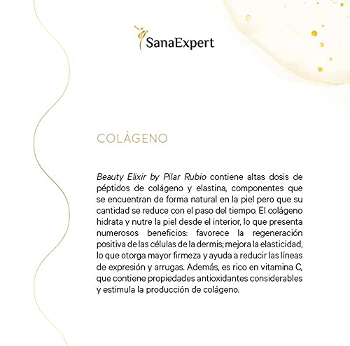 Beauty Elixir by Pilar Rubio | Alimenta tu belleza natural | Colágeno verisol, ácido hialurónico y Coencima Q10 para cuidarte por dentro y por fuera | Alimenta tu Belleza Natural | Pack para 1 mes