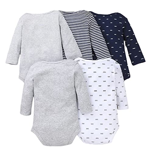 Bebé Body Pack de 5 - Mono Niños Mameluco Manga Larga para Trajes Baño Ropa de Verano Algodón Pelele Gentleman 9-12 Meses