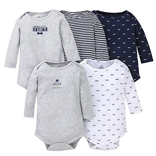 Bebé Body Pack de 5 - Mono Niños Mameluco Manga Larga para Trajes Baño Ropa de Verano Algodón Pelele Gentleman 9-12 Meses