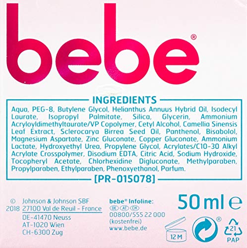 Bebe - Crema facial suave con té verde para piel mixta 50 ml