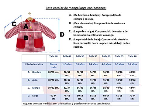 BeBright Babi Escolar Infantil, Bata Escolar Niña y Niño con botones, Mandilón de Guardería - Fabricados en España (Verde Pistacho, 1-2 años)