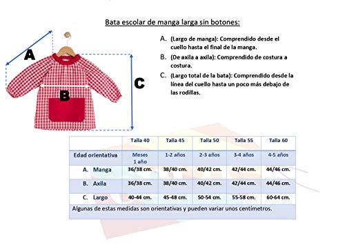 BeBright Bata Escolar Infantil, Baby Escolar Niña y Niño, Babi para Colegio y Guarderías- Fabricado en España (Rosa, 2-3 años)