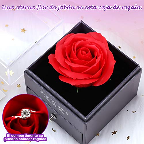 Becoyou Rosa Eterna, Plástico Rosa Regalos Originales para Mujer Regalos Originales Regalo Cumpleaños