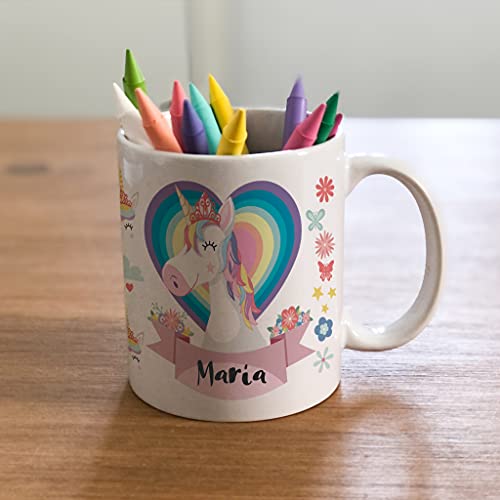 BEE INGENIOUS Taza unicornio personalizada con nombre.Regalos Niños y Niñas Personalizado.Tazas unicornio para niñas. (Rosa)