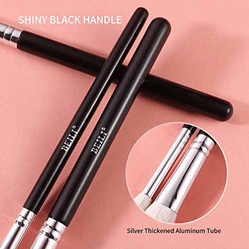 BEILI Juego de brochas de maquillaje profesional para ojos, 15 piezas, sintético y natural, para sombra de ojos, delineador de cejas, corrector, brochas de maquillaje (negro/plata)