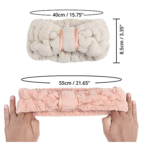 Belle Vous Diademas Mujer Microfibra Facial de Spa (Pack de 4) Diadema Maquillaje Vellón Coral Elástico para Chicas – Cinta Cabeza Ajustable para Cosméticos, Ducha, Limpieza Facial, Deporte y Yoga