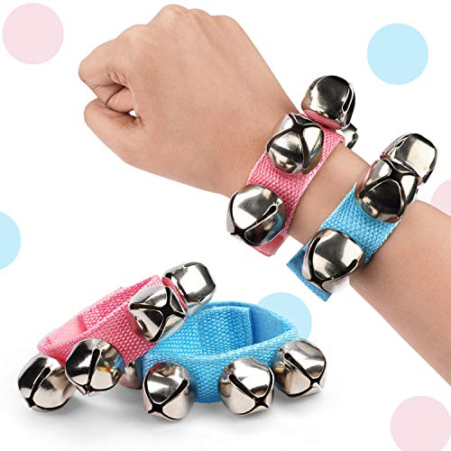 Belle Vous Pulsera Cascabel Muñecas y Tobillos Pack de 12 con 6 Colores - Cascabeles Instrumento Musical Multicolor - Juguetes Percusión Ritmo – Sonajero Fiestas Niños, Escuela, Clase de Música