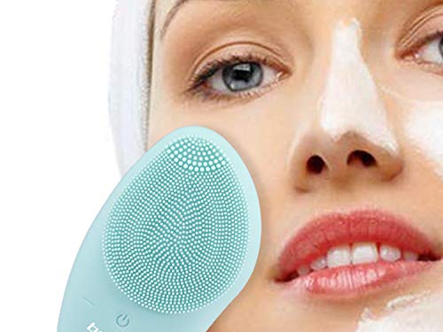 BEPER P302VIS002 Cepillo de limpieza facial, 5W, Silicona, Impermeable, Tecnología sónica, Recargable mediante cable USB, Batería para hasta 90 minutos de autonomía, Ideal para todo tipo de piel, Azul