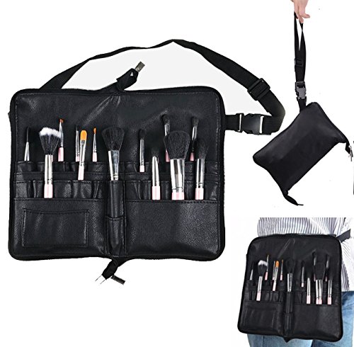 BestFire Professional Maquillaje Cepillo Bolsa Estuche Portátil 22 Bolsillos Portacepillos Cosmético Organizador con Artista Correa Correa Cuero PU (Cepillos No Incluidos)