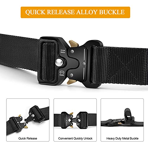 BESTKEE Men Tactical Belt 1.5 Inch Heavy Duty Belt, Nylon Military Belt with Quick-Release Metal Buckle, Gift with Tactical Molle Pouch and Hook