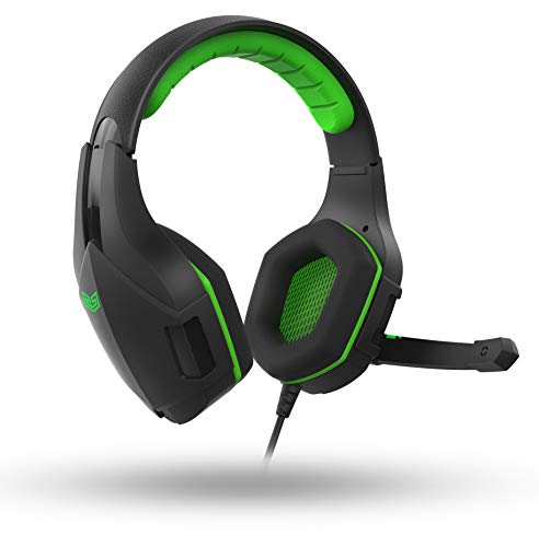 BG Vicker Binaural Diadema Negro, Verde Auricular con micrófono - Auriculares con micrófono (Consola de Videojuegos + PC/Videojuegos, Binaural, Diadema, Negro, Verde, Giratorio, Control en Línea)