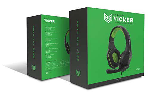 BG Vicker Binaural Diadema Negro, Verde Auricular con micrófono - Auriculares con micrófono (Consola de Videojuegos + PC/Videojuegos, Binaural, Diadema, Negro, Verde, Giratorio, Control en Línea)