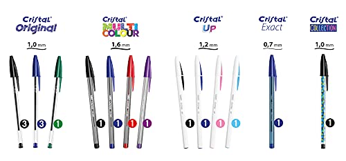 BIC Cristal Set de Bolígrafos de Edición Limitada 70.º Aniversario con Caja Metálica Reutilizable - Colores Surtidos y Puntas de Distintos Tamaños, Caja de 17