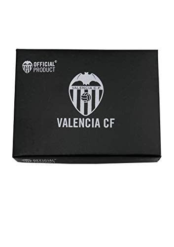 Billetera Piel Valencia C.F. Oficial Color Negro con Doble Pespunte al Tono y Escudo Grabado