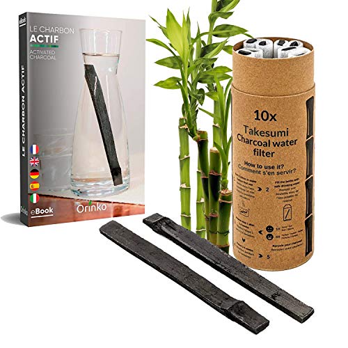 Binchotan Bio 10x | Carbón Activo Bambú Takesumi para la purificación del agua + E-Book | Pasar el agua en botella con nuestro carbón activo [𝗦𝗮𝘁𝗶𝘀𝗳𝗮𝗶𝘁𝗼𝘂𝗥𝗲𝗺𝗯𝗼𝘂𝗿𝘀𝗲]