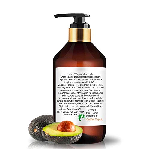 Bio Oil Aceite de Aguacate Puro - Aceite 100% Ecologico, Vegetal, Natural - Aceite Prensado en Frio para Cabello, Piel, Rostro, Masaje - Aceite de Aguacate Organico & Ecologico - Avocado Oil - 250ml